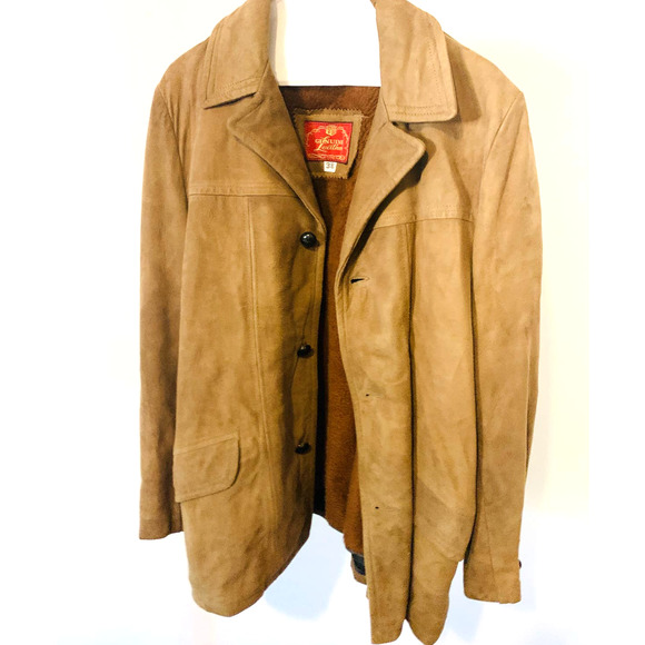 R. Sherman Jackets & Blazers - R. Sherman Brown Genuine Leather Button Front Jacket oversized